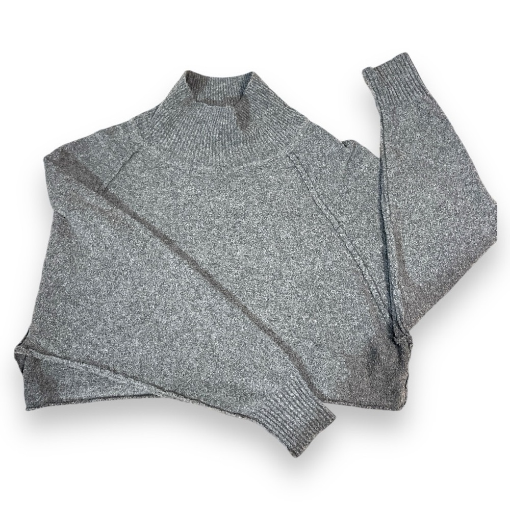 UO Kyla Cropped Grey Turtle Neck Jumper - Picture 4 of 5